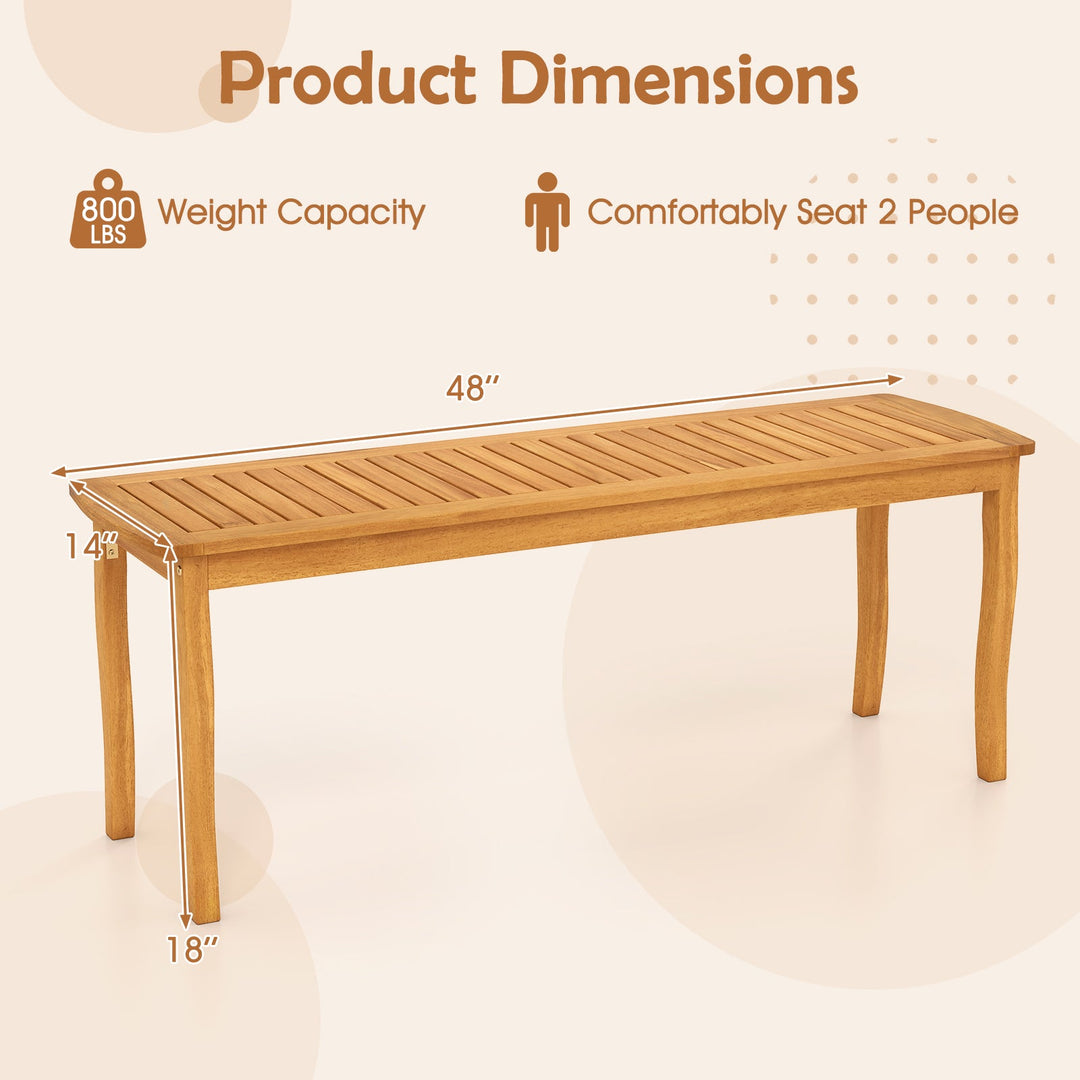 Acacia Wood Outdoor 48" Long Patio Dining Bench