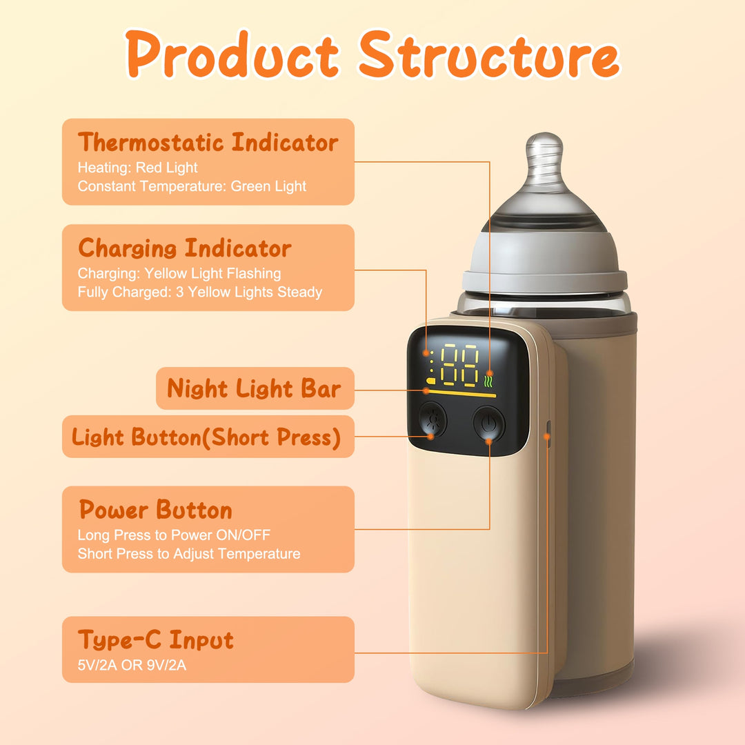 Portable Bottle Warmer with Night Light