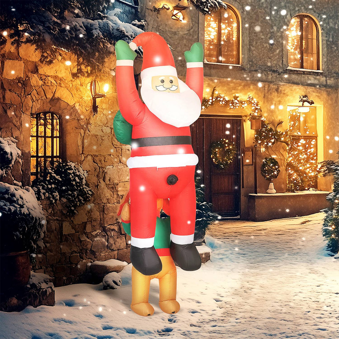 7FT Inflatable Hanging Santa with LED Lights and Built-In Fan