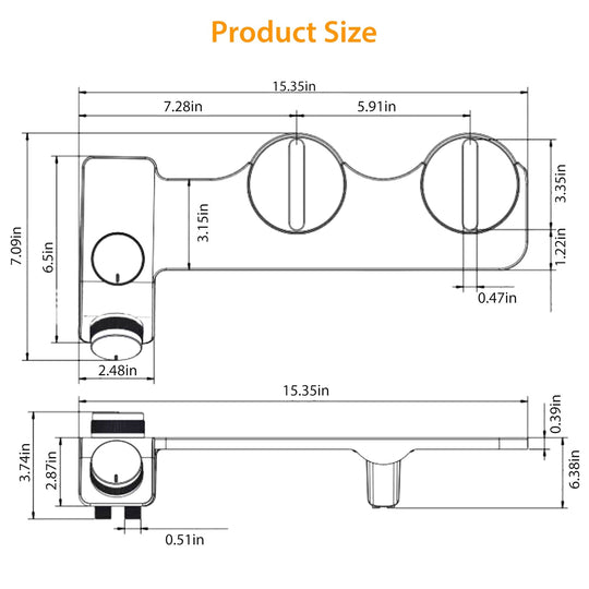 Bidet Attachment Non-Electric Fresh Water Bidet Sprayer Toilet Seat Attachment with Self Cleaning Dual Nozzles Cold Warm Water Temperature Pressure Co