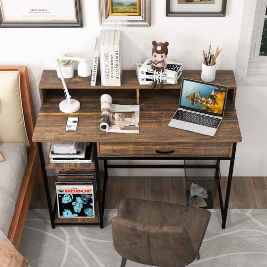 48 Inch Computer Desk with Monitor Stand Drawer and Shelves