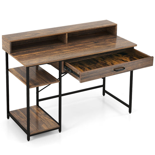 48 Inch Computer Desk with Monitor Stand Drawer and Shelves
