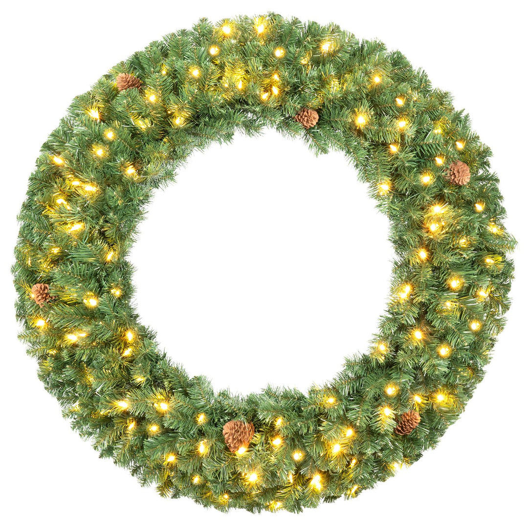 48 Inch Large Pre-Lit Artificial Christmas Wreath