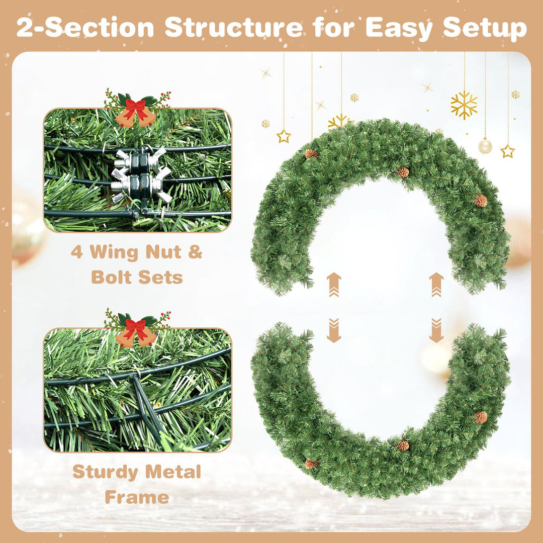 48 Inch Large Pre-Lit Artificial Christmas Wreath