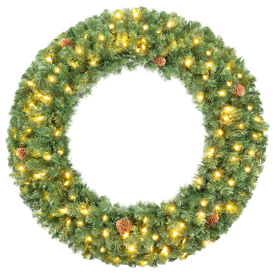 48 Inch Large Pre-Lit Artificial Christmas Wreath