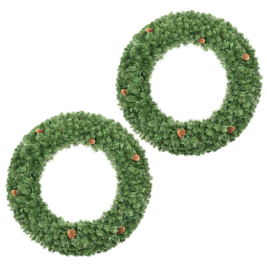 48 Inch Large Pre-Lit Artificial Christmas Wreath