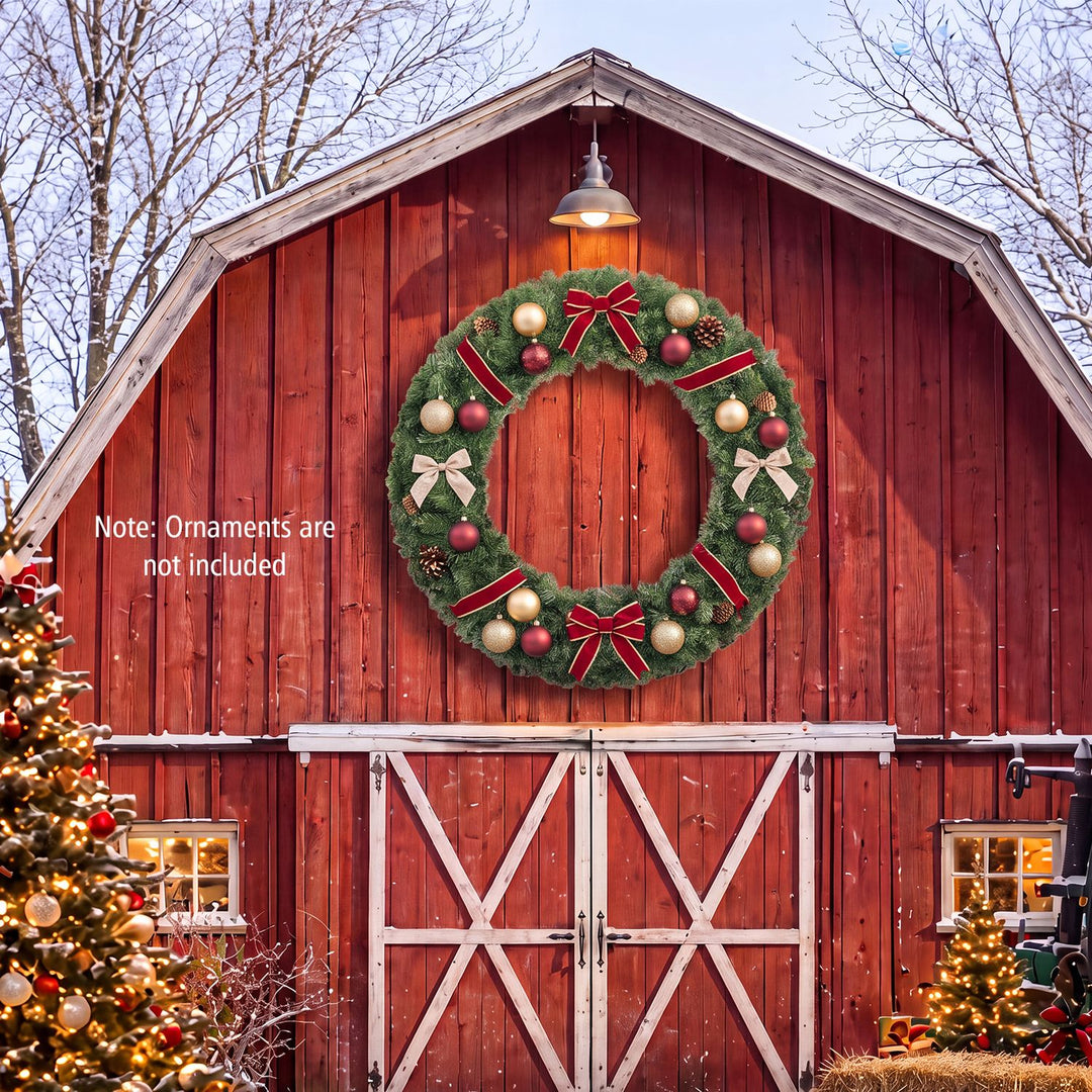 48 Inch Large Pre-Lit Artificial Christmas Wreath