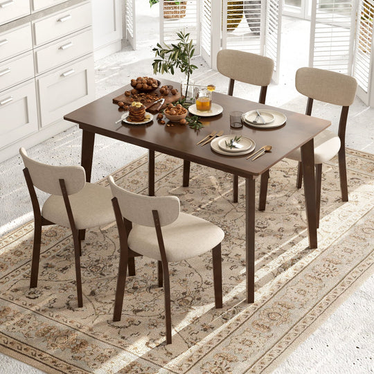 48 Inch Wooden Dining Table with Rubber Wood Legs for 4 People-Brown