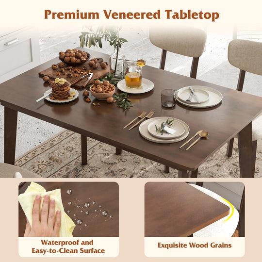 48 Inch Wooden Dining Table with Rubber Wood Legs for 4 People-Brown