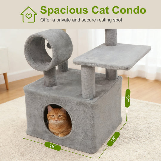 48 Inches Tall Cat Tree Multi-Level Kitten Tower with Large Condo Padded Top Perch