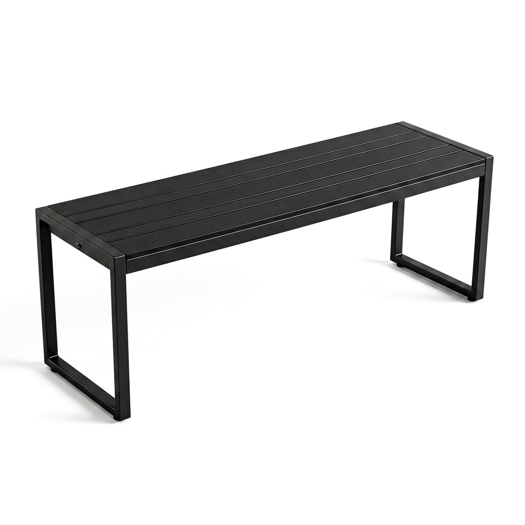 48" Outdoor Bench with Wood-Plastic Composite Seat - Black