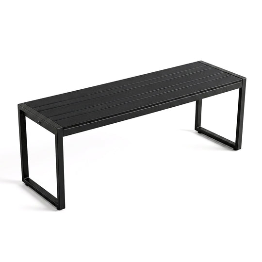 48" Outdoor Bench with Wood-Plastic Composite Seat - Black