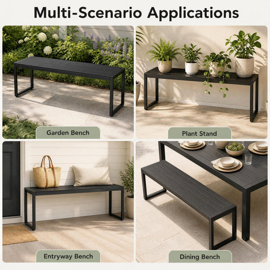 48" Outdoor Bench with Wood-Plastic Composite Seat - Black