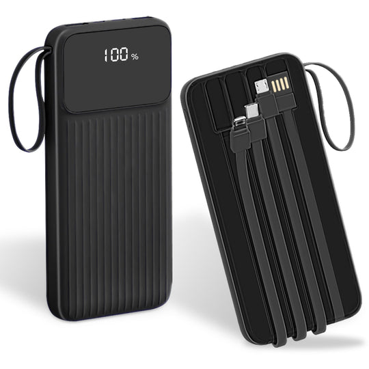 PD22.5W Fast Charger 20000mAh Fast Charging Power Bank Portable Charger with 4 Inbuilt Cables Digital Display Handle Fit For IOSPhone 15/14 Android An