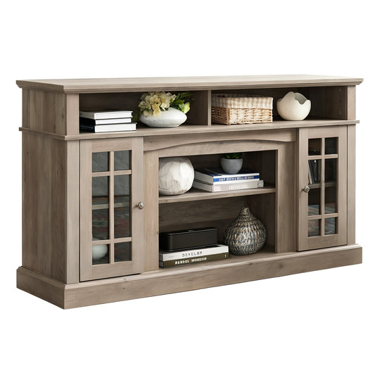 58" TV Stand with Glass Door Cabinets for TVs up to 65"