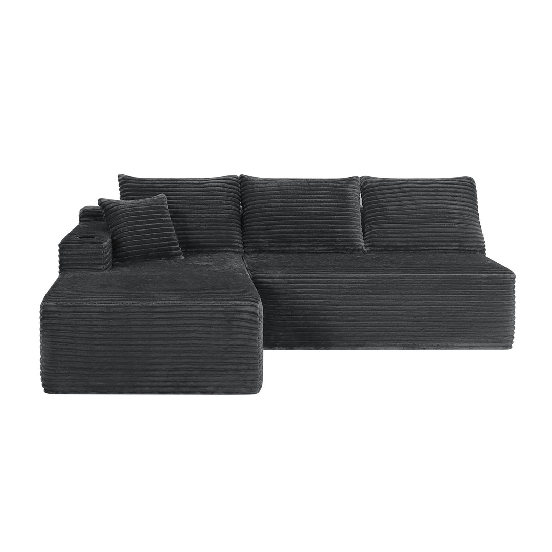 96" L-Shaped Sectional Sofa with Chaise in Plush Corduroy