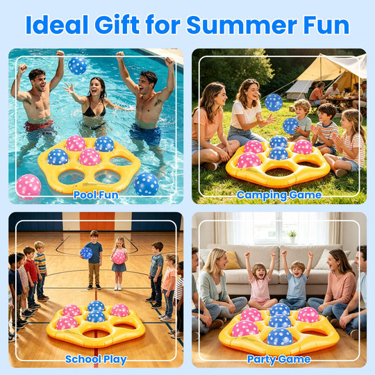 Inflatable Tic-Tac-Toe Pool Game Set with 7 Balls
