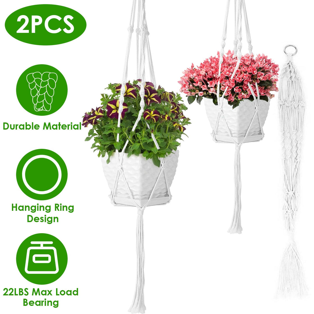 2Pcs Plant Hanger Flowerpot Net Bag 40in Cotton Rope Plant Hangers 4Legs Plant Hanger Fit For Round Or Square Plant Pot 4-11in