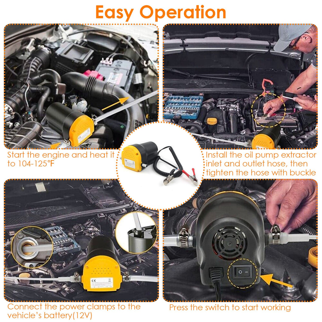 12V Oil Change Pump 60W Oil Diesel Fluid Extractor Electric Suction Transfer Extractor Oil Quick Changer for Boat, Tubes, Truck, RV, ATV