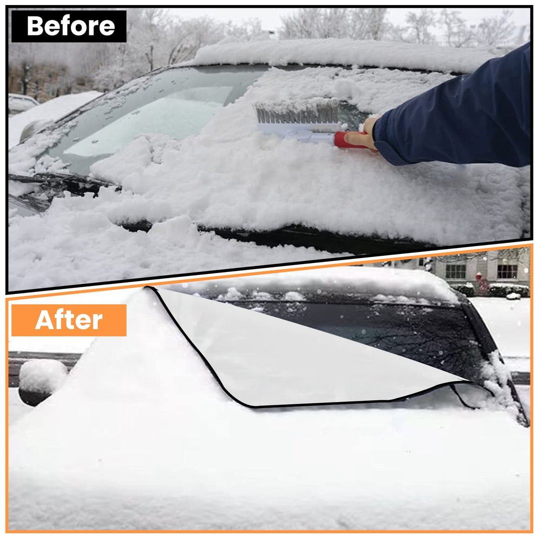 Magnetic Car Windshield Cover Front Rear Car Windshield Protector against Snow Sun Dirt Leaves Fit for All Cars Oxford Fabric Waterproof Heat-Resistan