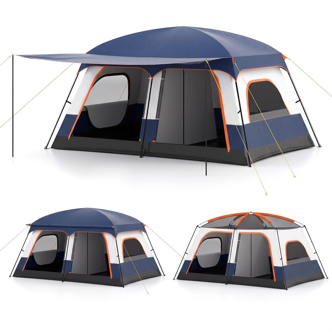 4-10 Person Camping Tent with Porch and 2 Rooms for Backpacking