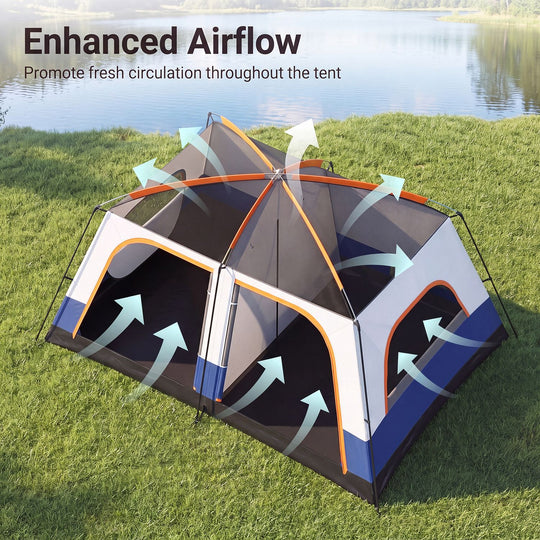 4-10 Person Camping Tent with Porch and 2 Rooms for Backpacking