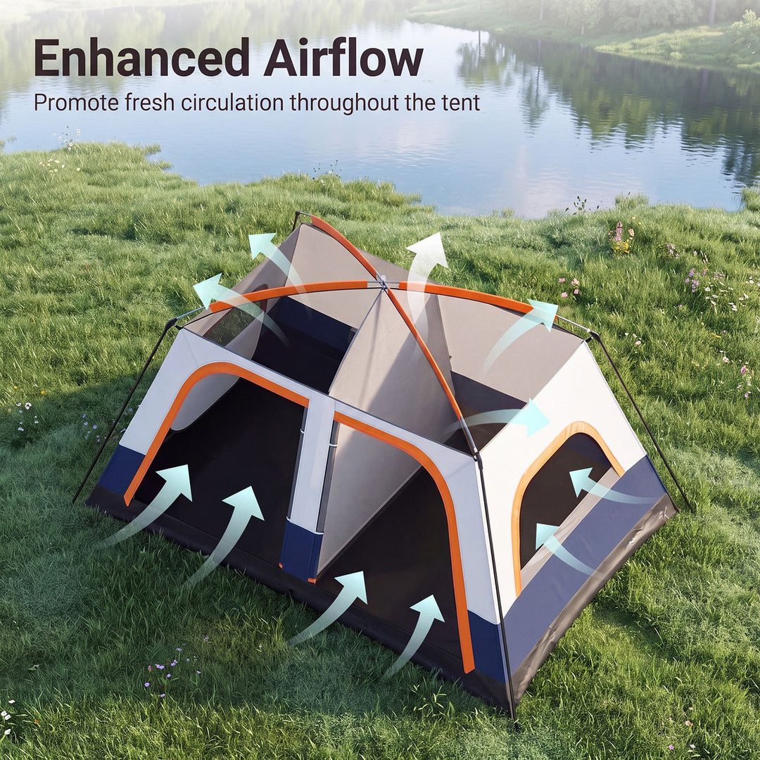4-10 Person Camping Tent with Porch and 2 Rooms for Backpacking