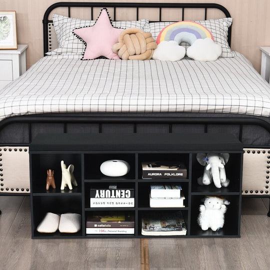 10-Cube Organizer Shoe Storage Bench with Cushion for Entryway
