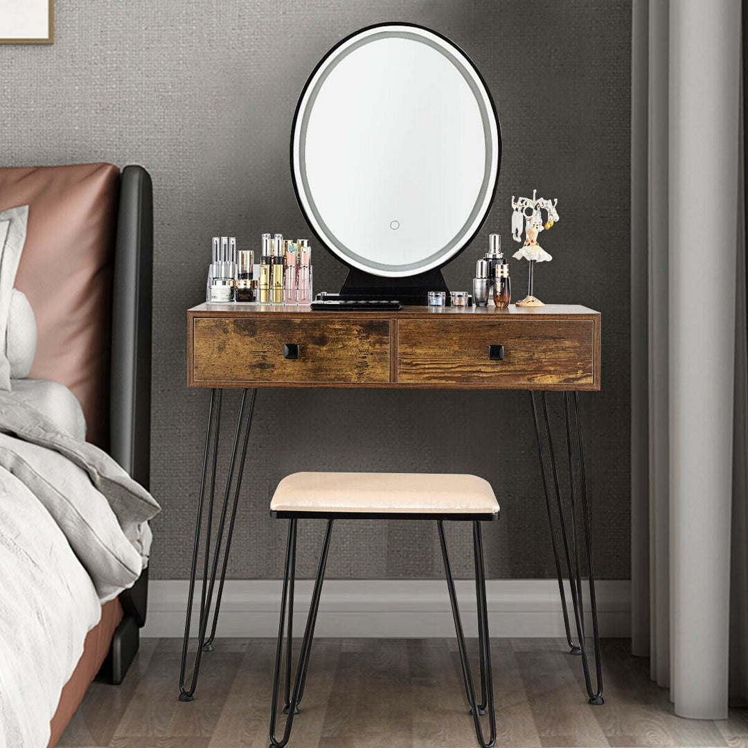 Industrial Makeup Dressing Table with 3 Lighting Modes