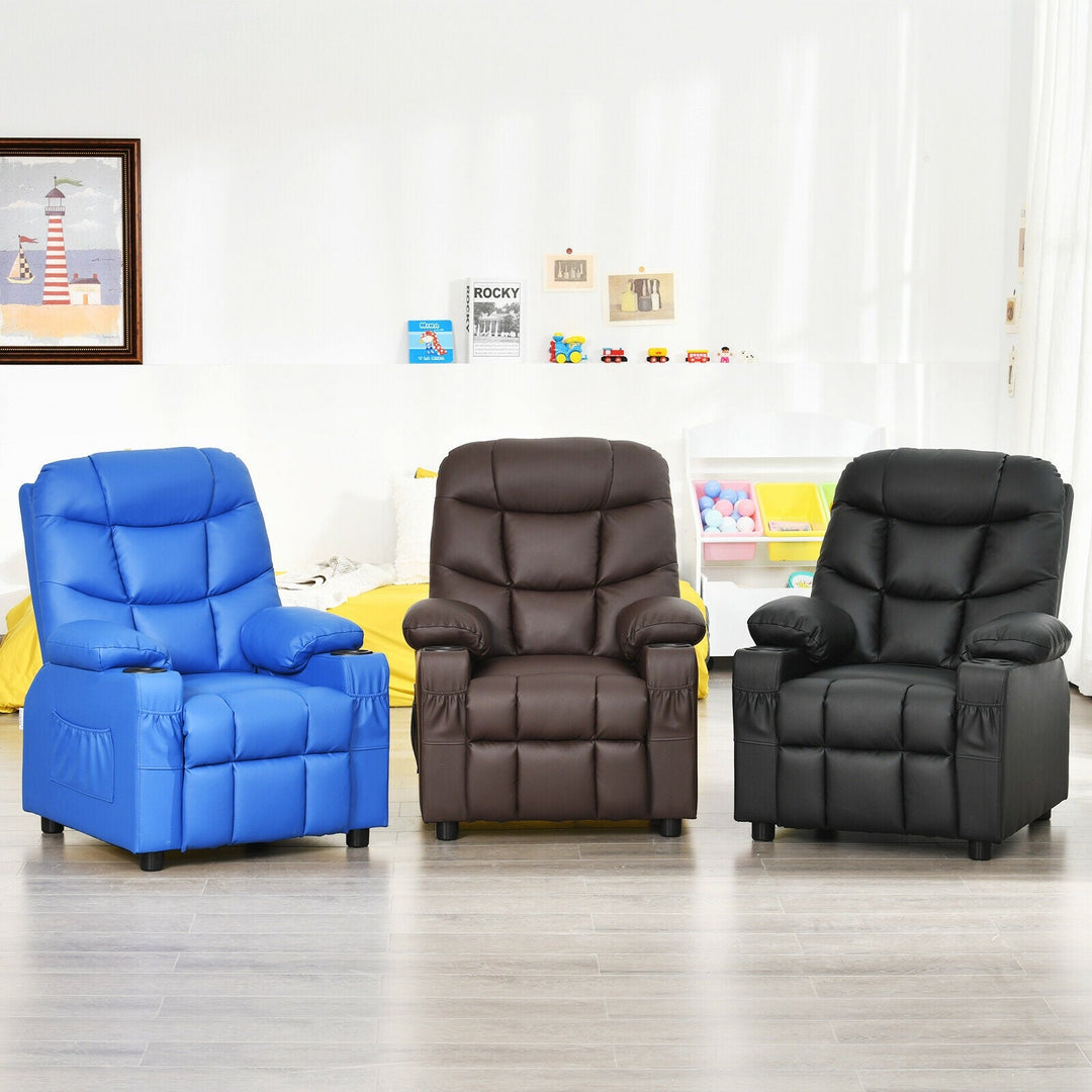 Kids Recliner Chair with Cup Holder and Footrest for Children