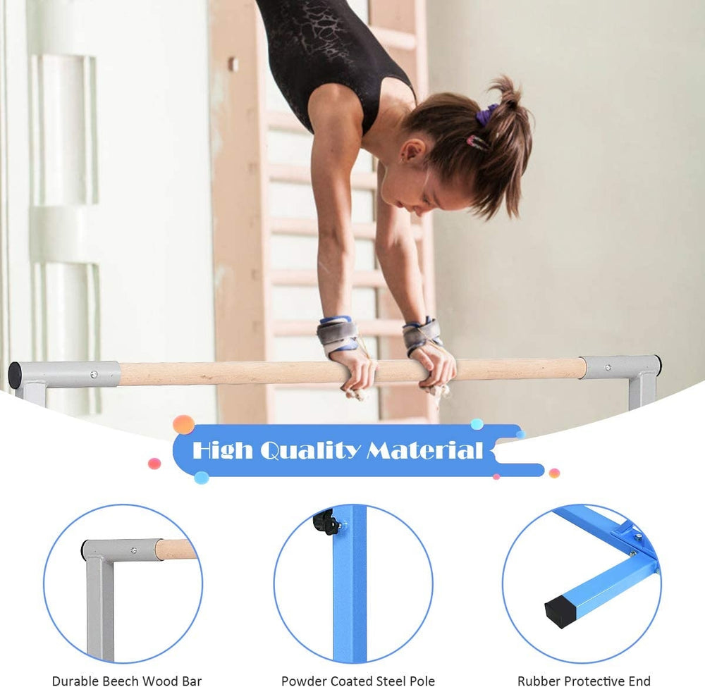 Adjustable Gymnastics Horizontal Bar for Kids-Blue