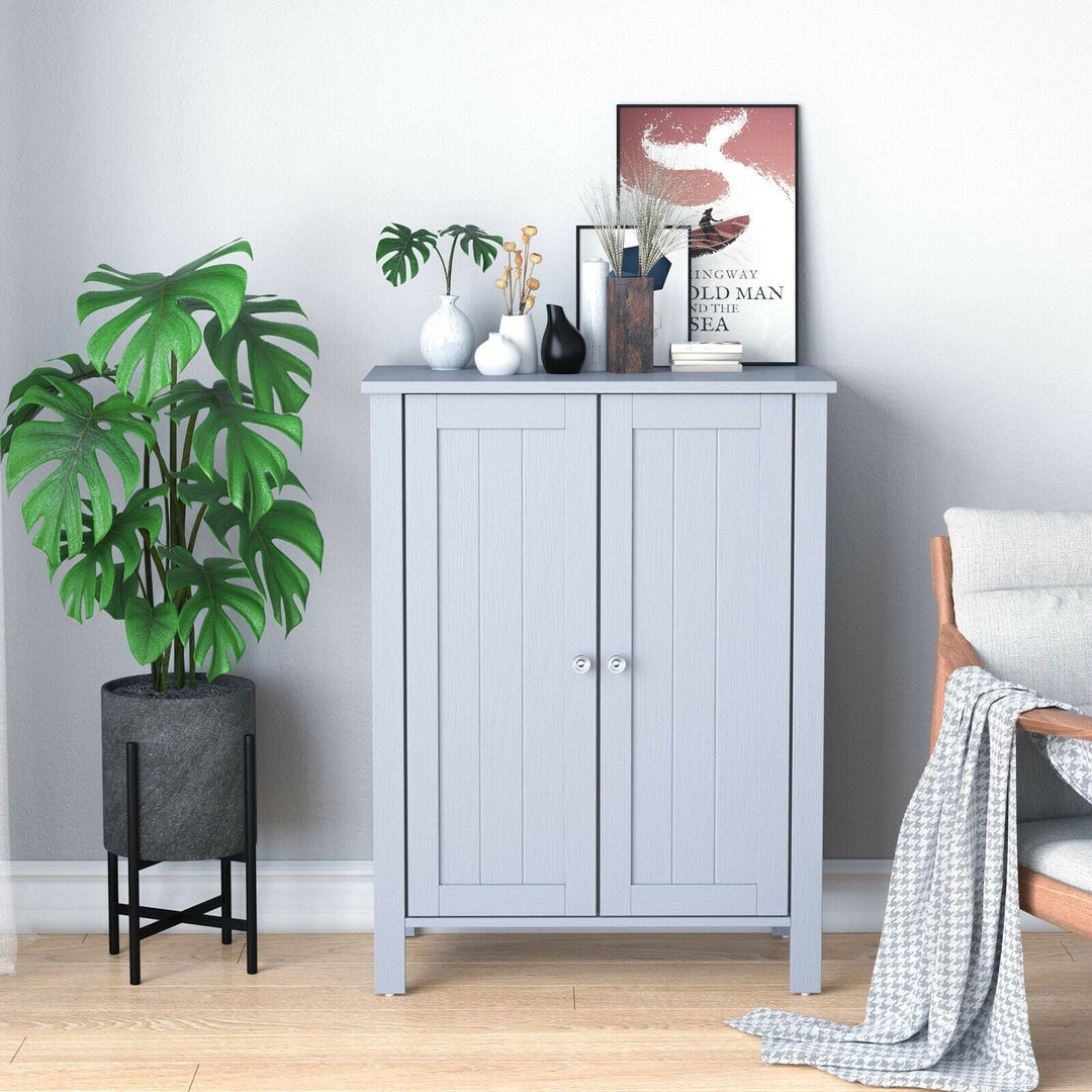 2-Door Bathroom Floor Storage Cabinet Space Saver Organizer