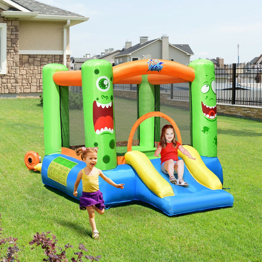 Inflatable Castle Bounce House Jumper Playhouse with Slider for Kids
