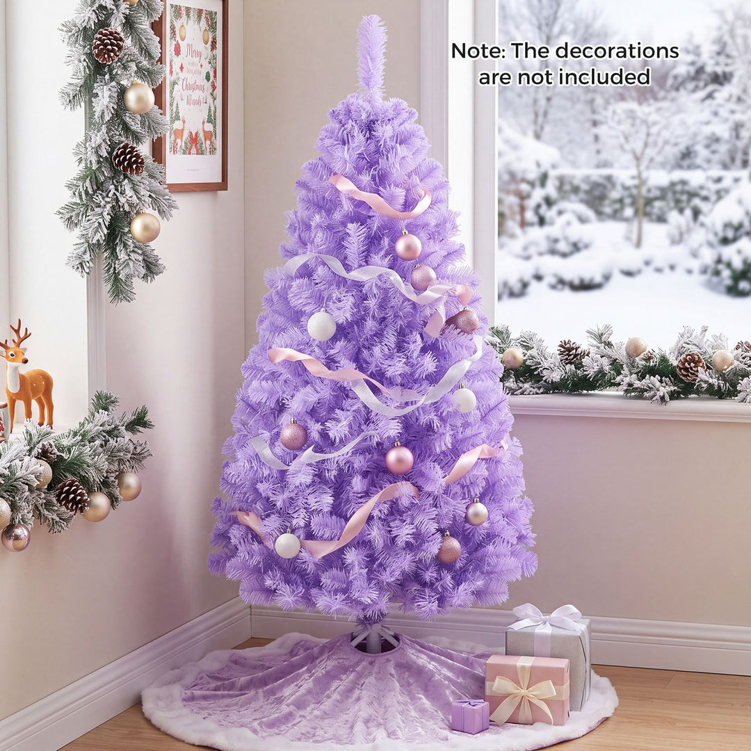 6 FT Light Purple Pre-Lit Peacock Blue Christmas Tree with 250 Warm White LED Lights