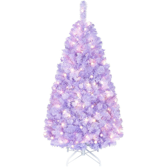 6 FT Light Purple Pre-Lit Peacock Blue Christmas Tree with 250 Warm White LED Lights