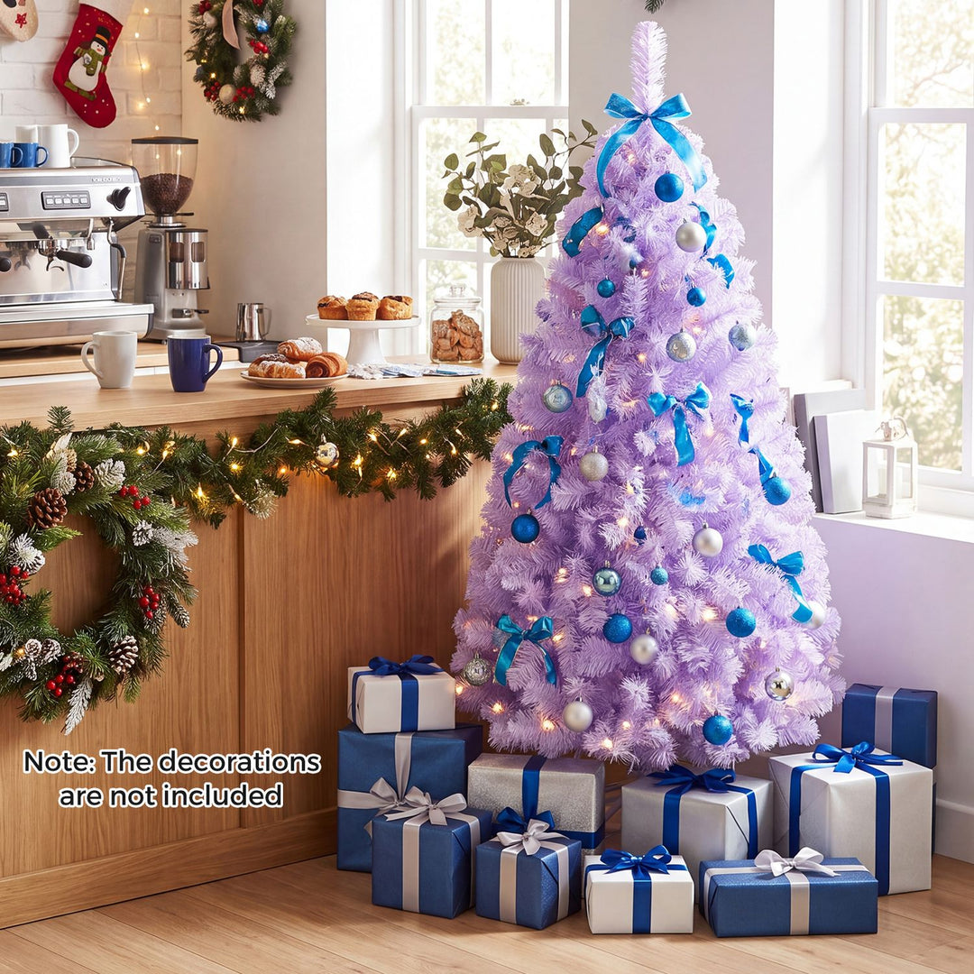 6 FT Light Purple Pre-Lit Peacock Blue Christmas Tree with 250 Warm White LED Lights