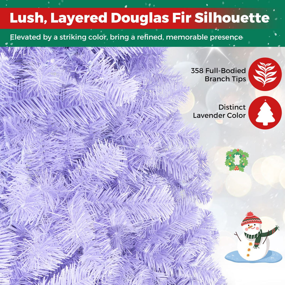 6 FT Light Purple Pre-Lit Peacock Blue Christmas Tree with 250 Warm White LED Lights
