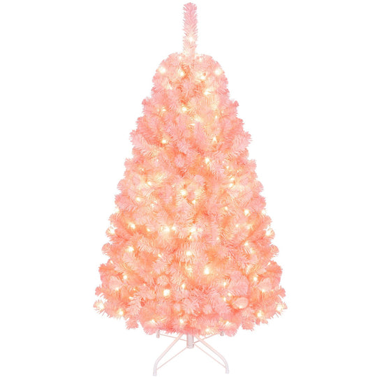 6 FT Pre-Lit Pink Christmas Tree with 500/250/140/750 Warm White LED Lights