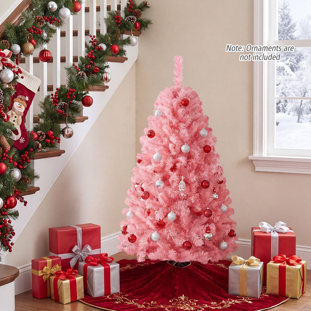 6 FT Pre-Lit Pink Christmas Tree with 500/250/140/750 Warm White LED Lights