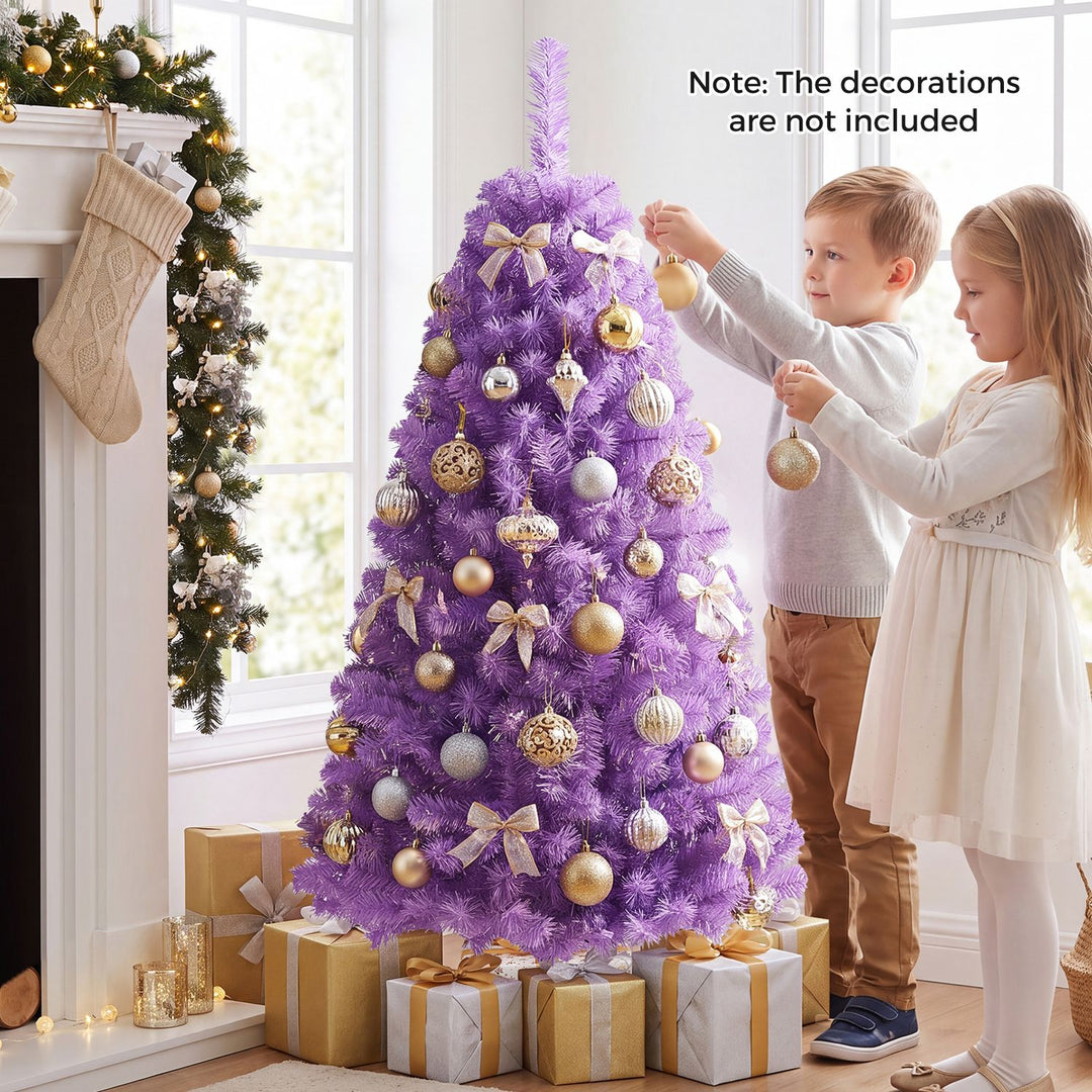 6 FT Pre-Lit Purple Christmas Tree with 500/250/140/750 Warm White LED Lights