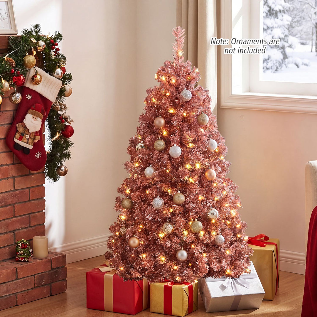 4.5 FT Pre-Lit Red Christmas Tree with 500/250/140/750 Warm White LED Lights