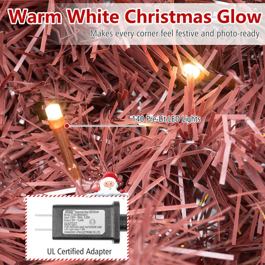 4.5 FT Pre-Lit Red Christmas Tree with 500/250/140/750 Warm White LED Lights