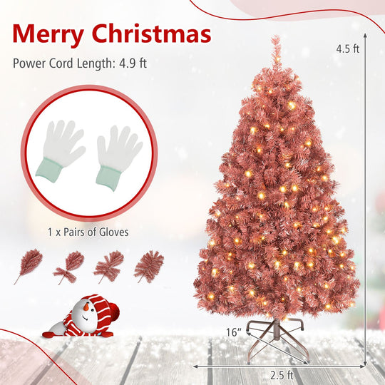 4.5 FT Pre-Lit Red Christmas Tree with 500/250/140/750 Warm White LED Lights
