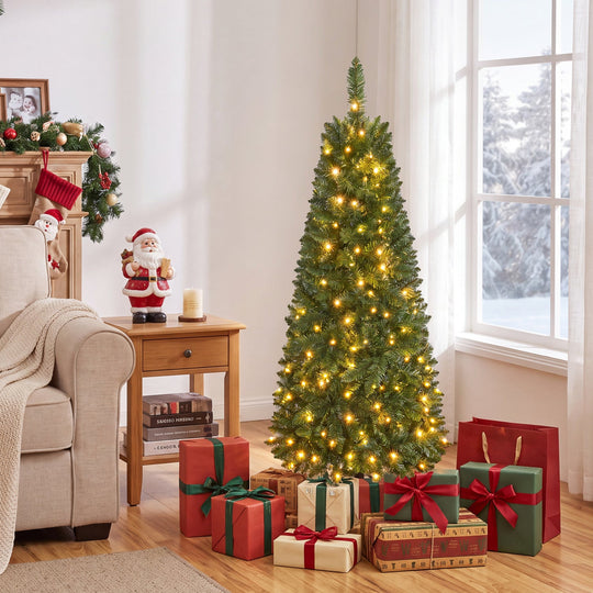 Holiday Tree Starter Bundle: 4.5 ft Pre-Lit Tree + Tree Collar