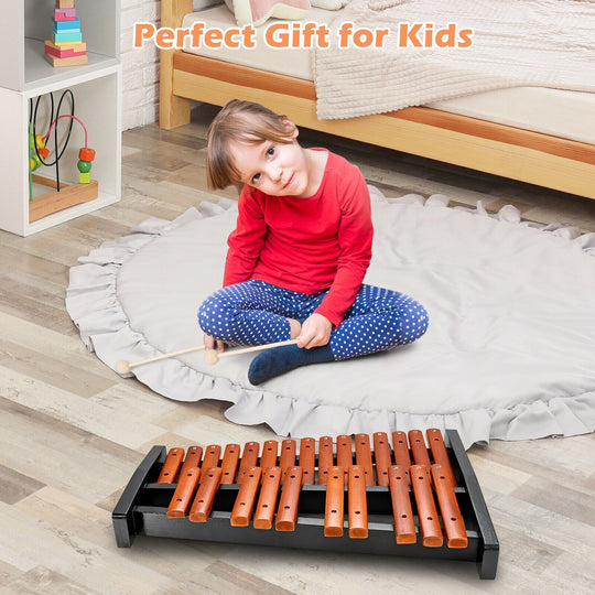 25 Notes Xylophone Wooden Percussion Educational Instrument with 2 Mallets