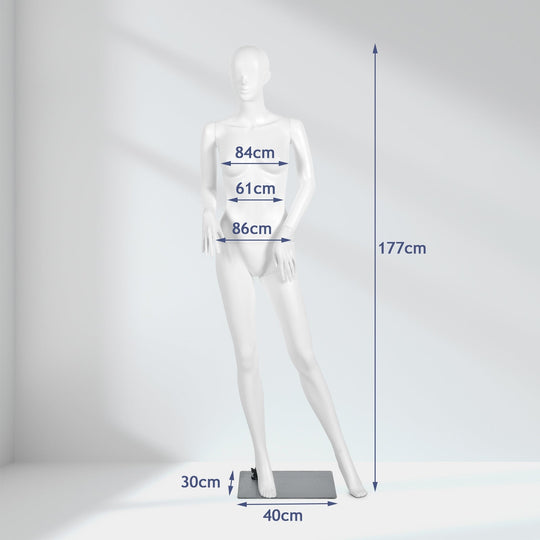 5.8 ft Plastic Female Mannequin Adjustable Detachable Manikin with Metal Stand