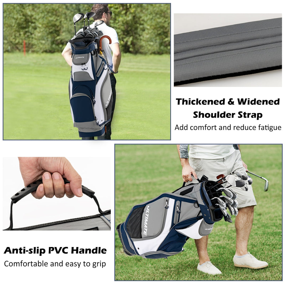 10.5 Inch Golf Stand Bag with 14 Way Dividers and 7 Zippered Pockets