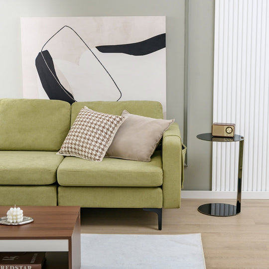 Modular 3-Seat L-shaped Sectional Sofa with Reversible Chaise and 2 USB Ports-Green