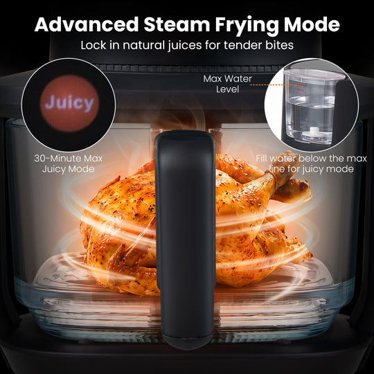 4.7 QT Glass Air Fryer with Steam Frying Mode