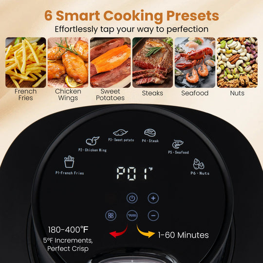 4.7 QT Glass Air Fryer with Steam Frying Mode